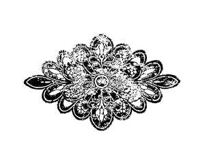 Vector Intricate floral emblem showcases detailed petal arrangement.