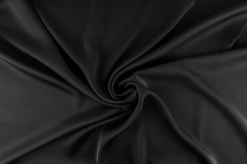 Black Crumpled Silk Texture Background