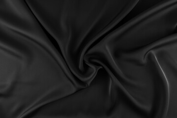 Obraz premium Black Crumpled Silk Texture Background