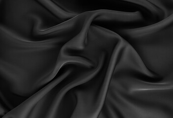 Black Crumpled Silk Texture Background