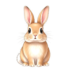 Fototapeta premium 3d Cute brown bunny rabbit sitting and looking forward isolated on transparent background