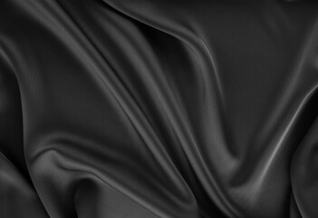 Black Crumpled Silk Texture Background