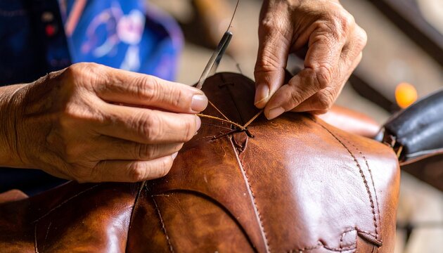  The Dalang's Hands. A beautiful, photorealistic close-up of a puppeteer's (Dalang's) hands skillfully manipulating an ornate, leather shadow puppet.  The focus is on the experienced hands and the int