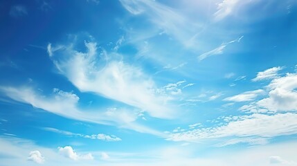 Serene Blue Sky and White Clouds Backgrounds: Expansive Skies with Fluffy Cumulus, Wispy Cirrus, and Rolling Cloud Formations, Perfect for Nature Photography, Landscape Design, Weather Graphics
