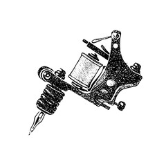 Vector Detailed of a classic tattoo machine.