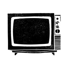 Vector Vintage television set with grainy texture.