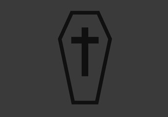 Obraz premium Collection of dark coffin icons with a cross. A minimalist set of casket silhouettes for funeral, death, and Halloween graphic design concepts.