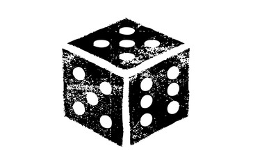 Obraz premium Vector Black vector of a three-sided die with dots.