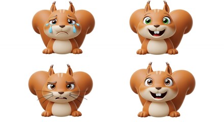 Fototapeta premium Cartoon squirrel expressions