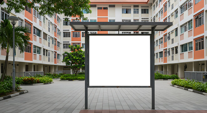 Blank Community Notice Board at Singapore HDB Void Deck