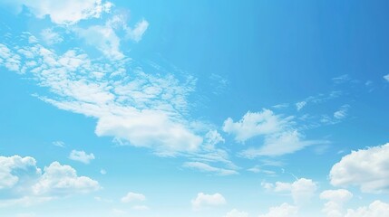 Serene Blue Sky and White Clouds Backgrounds: Expansive Skies with Fluffy Cumulus, Wispy Cirrus, and Rolling Cloud Formations, Perfect for Nature Photography, Landscape Design, Weather Graphics