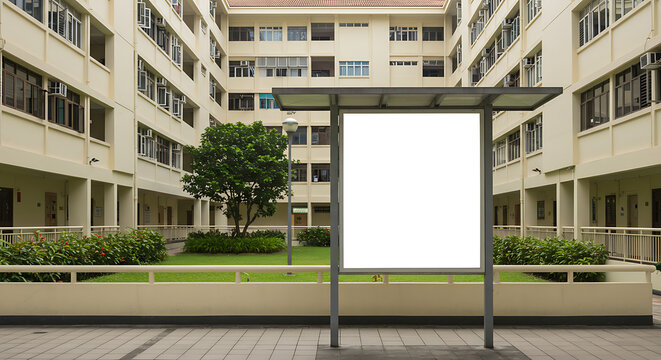 Blank Community Notice Board at Singapore HDB Void Deck