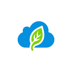 cloud leaf data server company logo vector illustration template design
