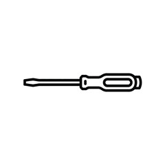 Simple line drawing of a flathead screwdriver tool