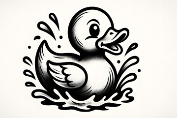 Fototapeta premium Rubber Duck Swimming Cartoon Illustration