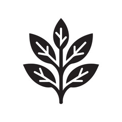 minimalist bay leaf icon with white background