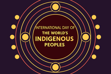 International Day of the Worlds Indigenous Peoples graphic with concentric circles and dots vector
