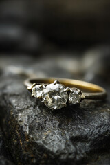 Diamond Gold Ring Jewelry Accessory Closeup Macro Elegance Luxury Sparkling Wedding Engagement Bridal Art Treasures Precious Gem Romance Craftsmanship Detailed Unique Design Vintage Anniversary