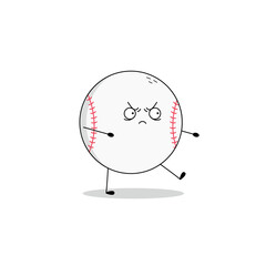 Cute Baseball Ball cartoon character zombie walk doodle