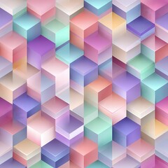 Obraz premium Seamless abstract background. Pastel rhombuses pattern in low poly style. Effect of a relief. Vector image.