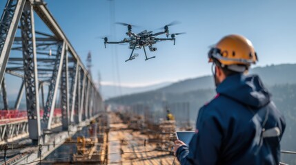Drone Inspection at Bridge Construction