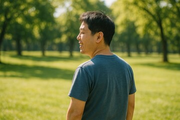 Fototapeta premium Man enjoying nature outdoors.