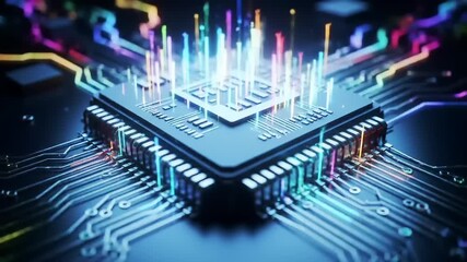 CPU with Data Flow, Circuit Board, and Tech. (1) - Powered by Adobe