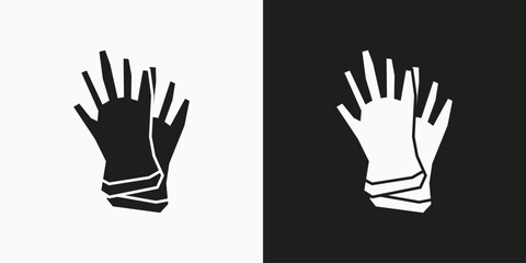 Gardening Gloves Icon in Black Filled and White Filled Cutout Style