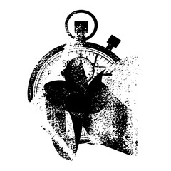 Vector Silhouette of a runner integrated within a stopwatch .