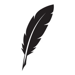 Fototapeta premium Black feather icon, vector illustration, for design or design element, Isolated on transparent background, png