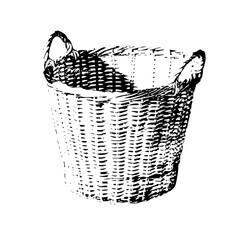 Obraz premium Vector Detailed of a woven laundry basket with handles.