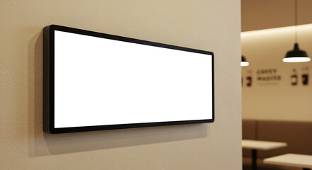 Fototapeta premium Blank Digital Menu Screen in Modern Cafe 