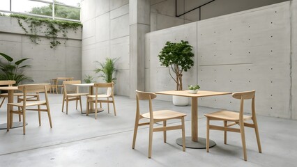 Obraz premium Modern Minimalist Light Wood Furniture Set