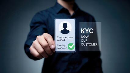 KYC verification process with confirmed identity to onboard new customer for financial services
