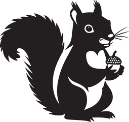 Adorable Squirrel Holding Acorn in Silhouette Art