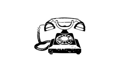 Vector Vintage rotary telephone with coiled cord.