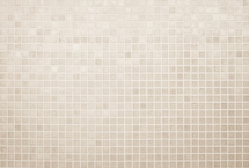 Cream light ceramic wall and floor tiles mosaic background in bathroom and kitchen. Design pattern geometric with grid wallpaper texture decoration pool. Simple seamless abstract surface clean.