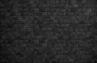 Black brick wall texture as background or wallpaper for inserting text. Abstract dark brick wall texture background pattern, Wall brick surface texture.