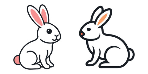 Easter bunny silhouettes, rabbit clip art set, isolated decorative elements for the holidays