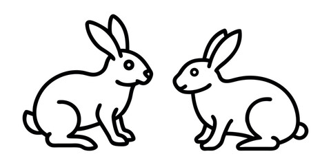 Easter bunny silhouettes, rabbit clip art set, isolated decorative elements for the holidays