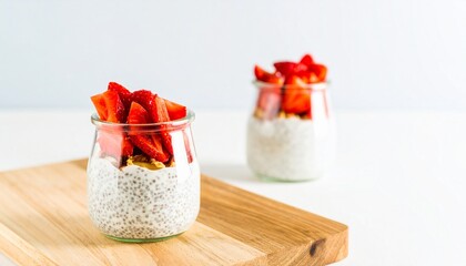 Healthy chia pudding with fresh blueberries, a perfect breakfast for a balanced diet.