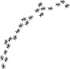 Vector illustration depicting a trail of black ants isolated on a clean white background