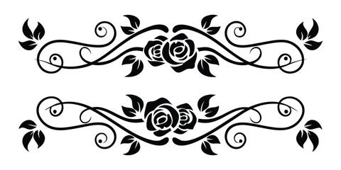 Elegant Floral Divider Elements in Ornamental Black Design