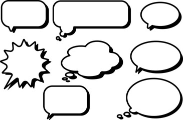 シンプルなふきだしセット線画