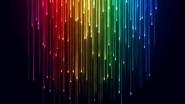 Spectrum Colored Light Lines Flowing Vertically in Dark Minimal Background