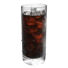 A cold iced Americano in a glass cup. 3D rendering image.