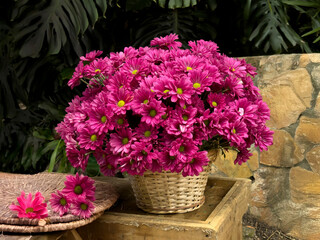Decorative Basket with Red Flowersv