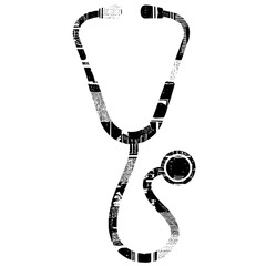 Fototapeta premium Vector Detailed black stethoscope depicts medical healthcare.