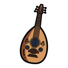 Obraz premium Cartoon illustration of an oud musical instrument