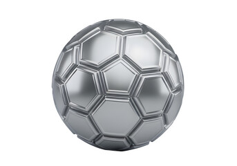 Obraz premium 3D Silver Soccer Ball Icon - Football Sport, Team Game, Athletic Equipment, World Cup, Competition, Kick Ball, Play, Goal, Championship